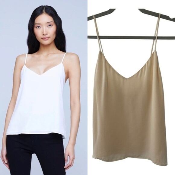 NWT L’AGENCE Jane Silk Parchment / Cream Cami Adjustable Straps Blouse - Size XS - Picture 1 of 16